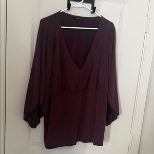 Torrid Deep V-Neck Burgundy Blouse